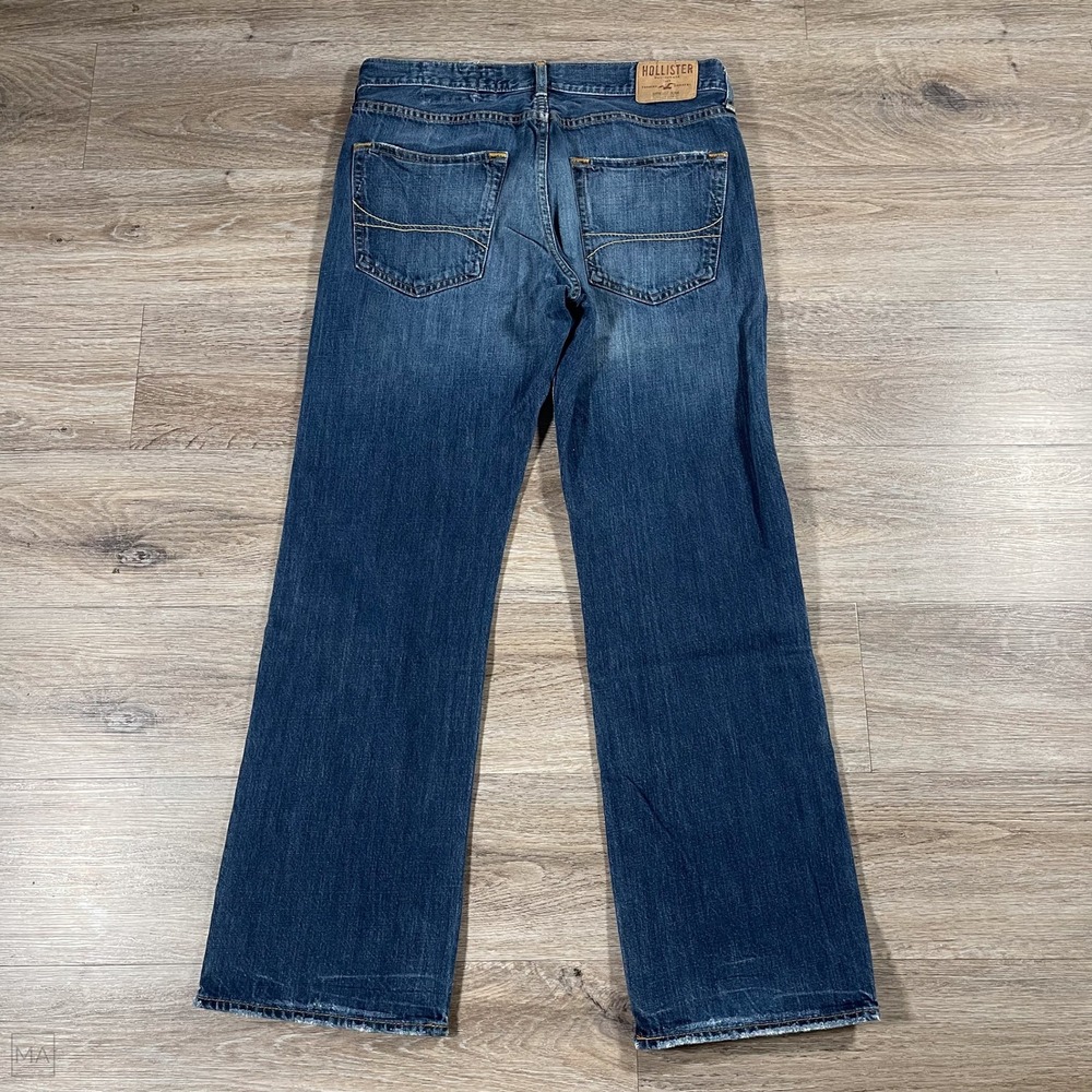Hollister Men's Jeans Low Rise Bootcut Denim Casual Button Fly 34x32 Blue - Picture 10 of 11